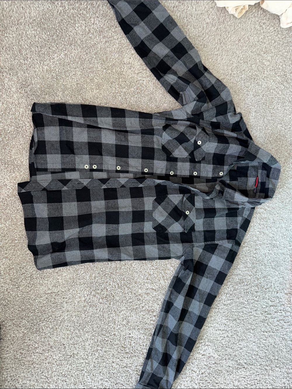 Men's Black and Gray Buffalo Check Flannel Shirt